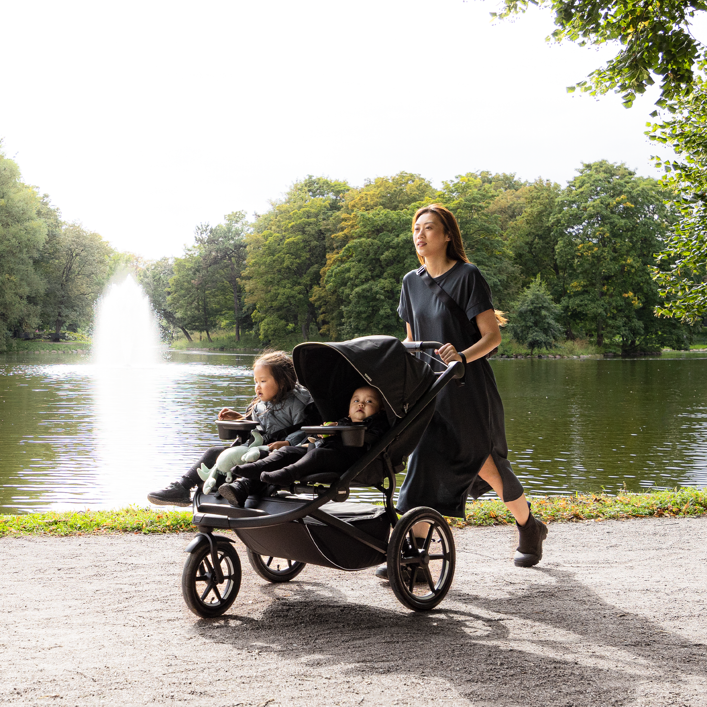 double all-terrain stroller Black
