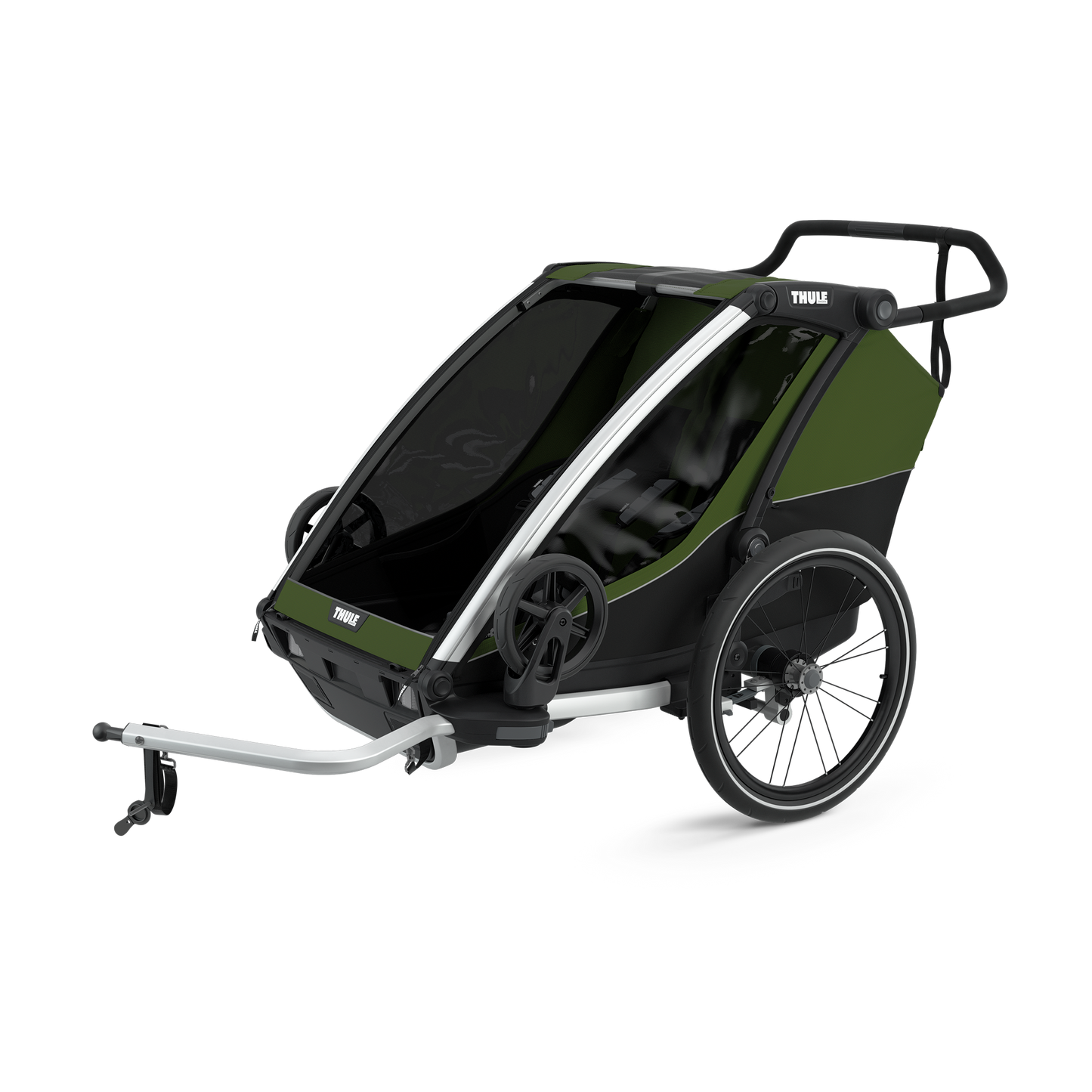2-seat multisport bike trailer aluminium/cypress green