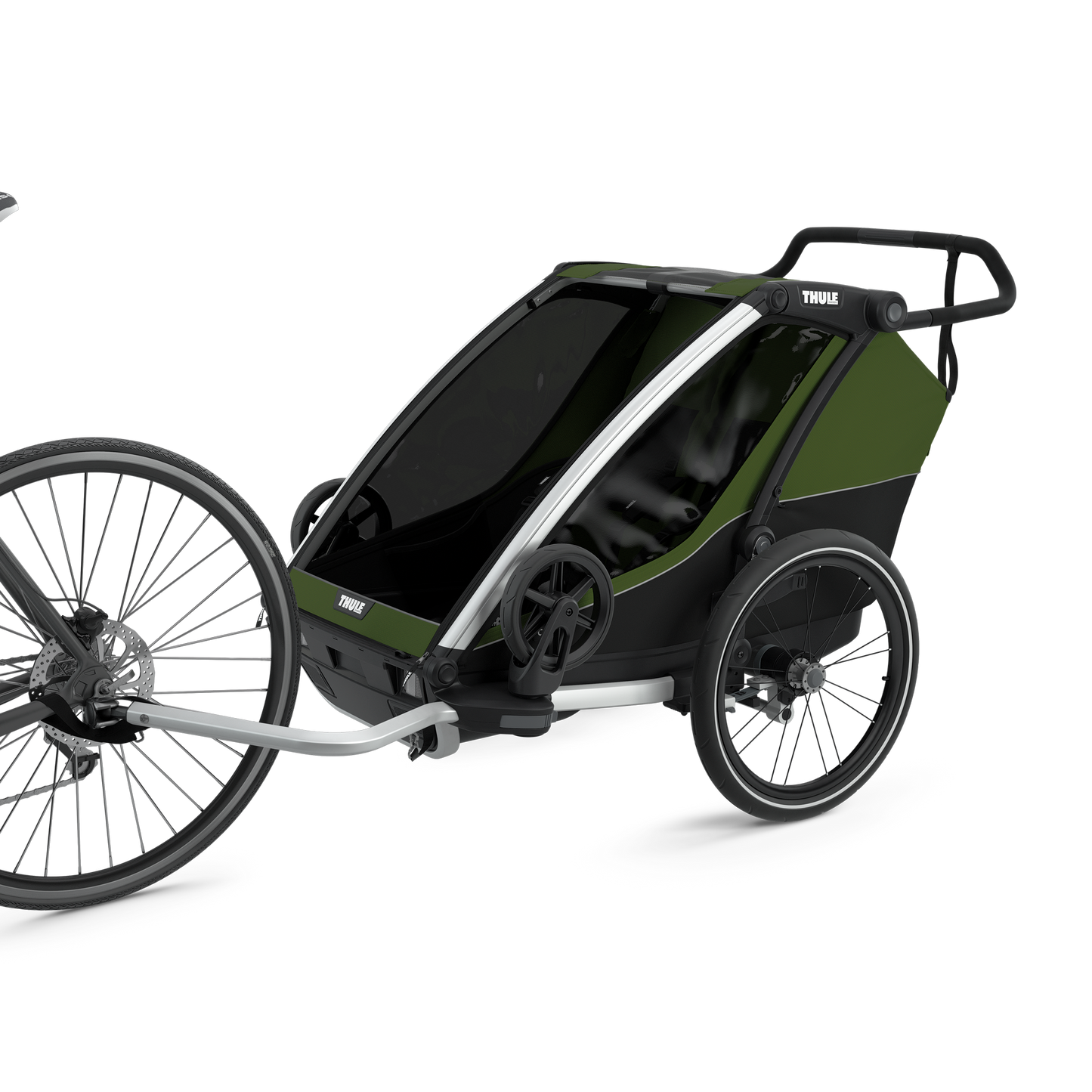 2-seat multisport bike trailer aluminium/cypress green