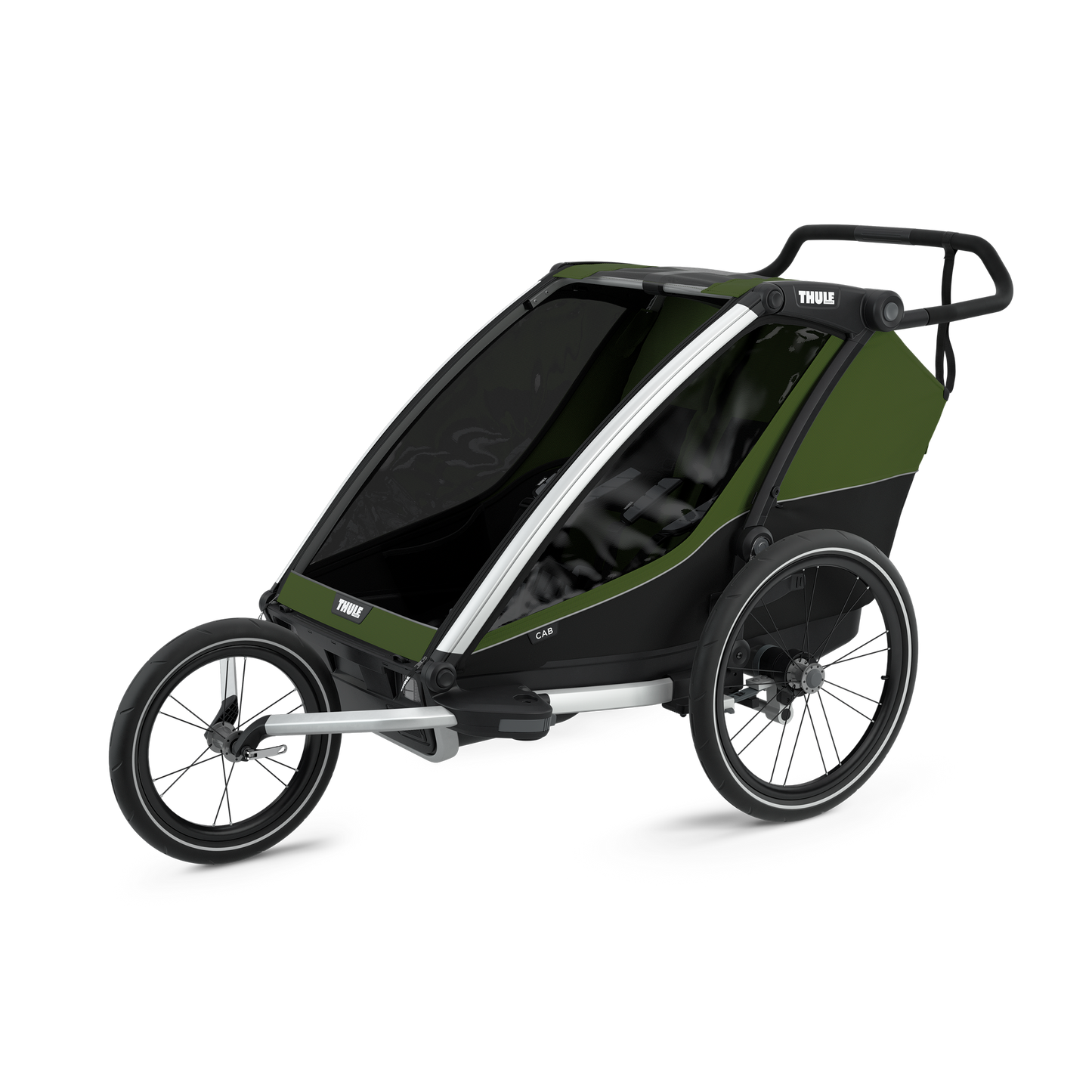 2-seat multisport bike trailer aluminium/cypress green