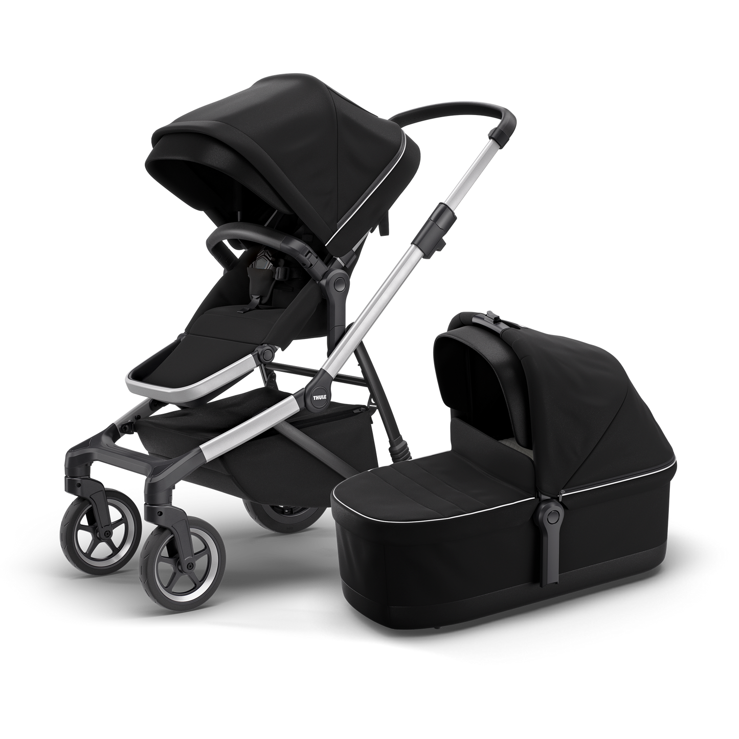 city stroller aluminium/midnight black with bassinet midnight black