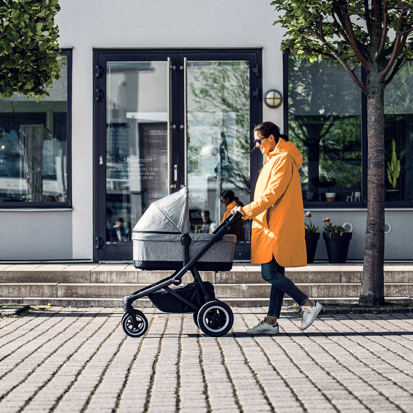 city stroller aluminium/gray melange with bassinet gray melange