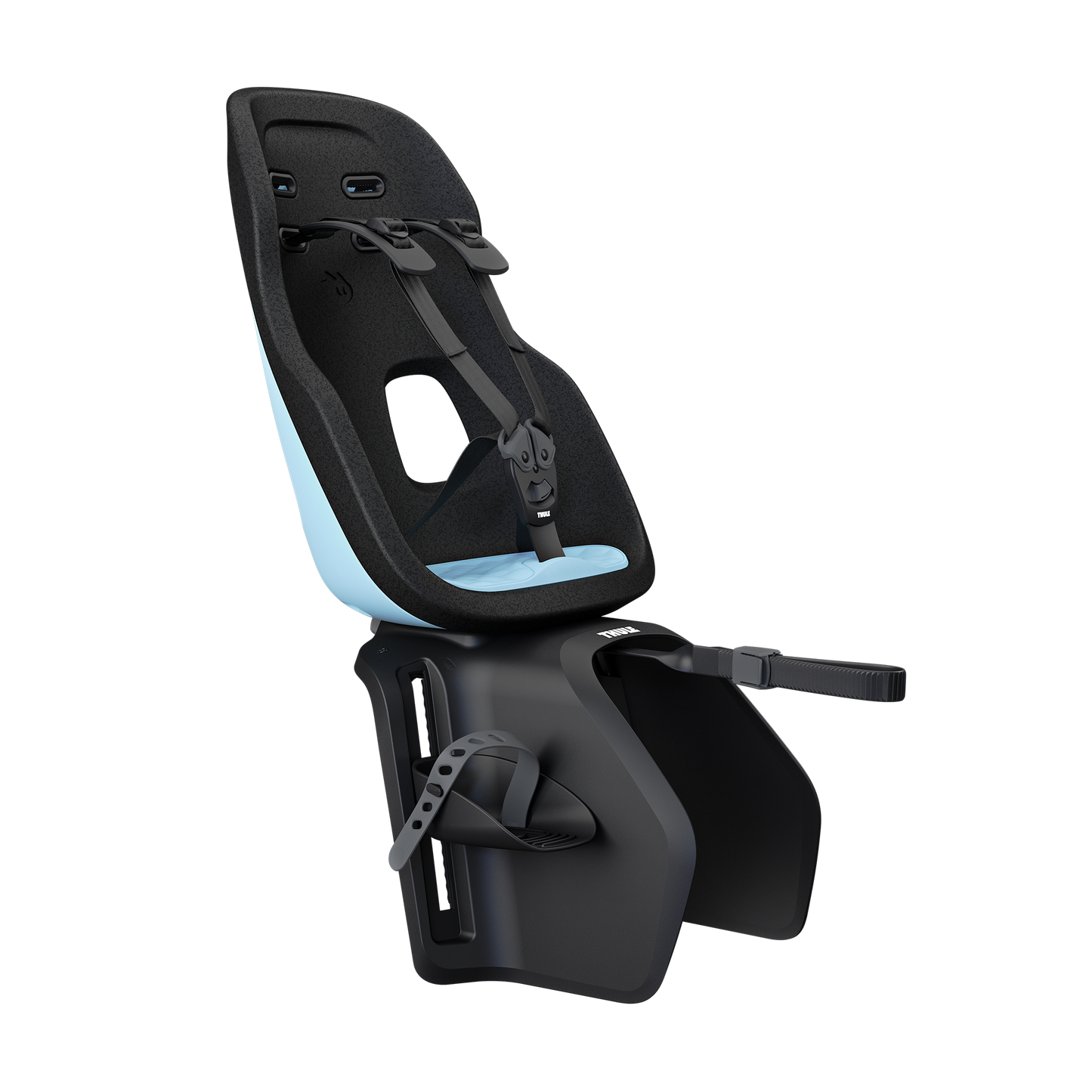 rack mount child bike seat aquamarine blue
