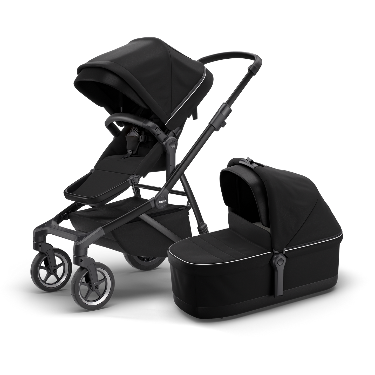 city stroller midnight black on black with bassinet black