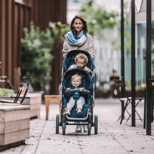 city stroller gray melange on black