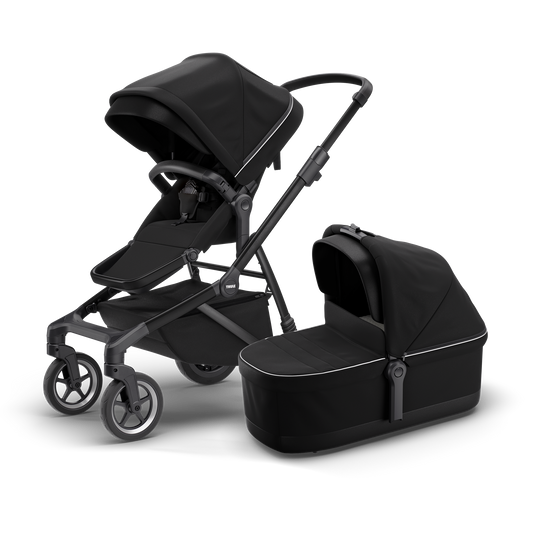 city stroller midnight black on black with bassinet black